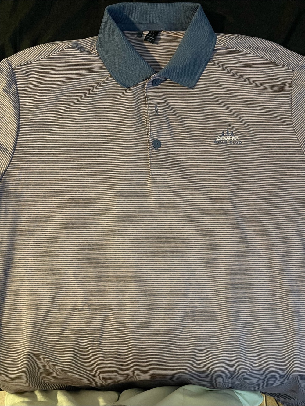 Brooks Brothers Light Blue and White Striped Polo with Contrast Collar